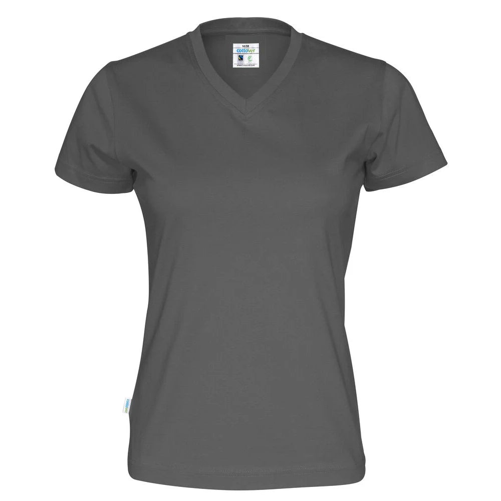 Cottover T-Shirt V-Neck Lady - GOTS Antraciet