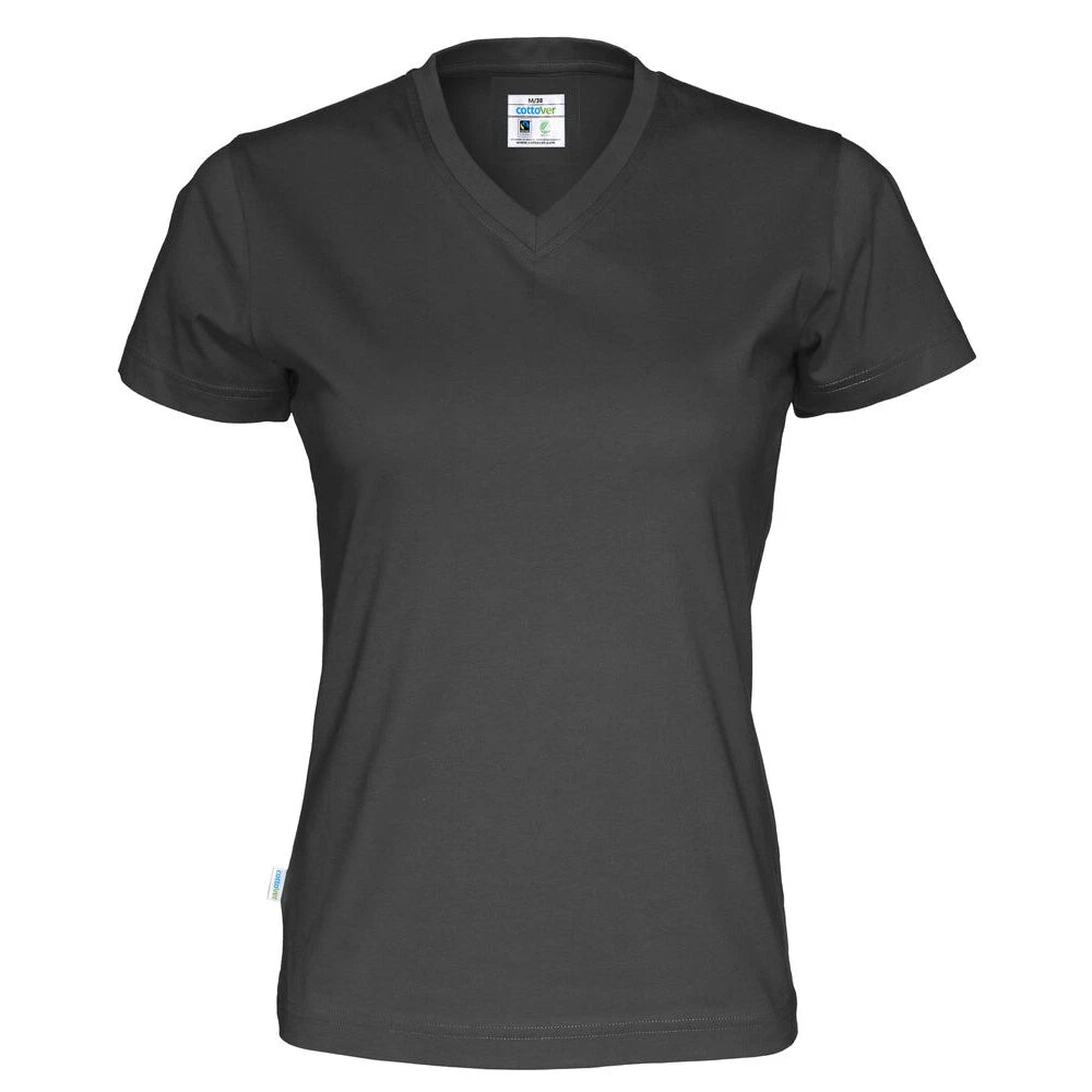 Cottover T-Shirt V-Neck Lady - GOTS Zwart