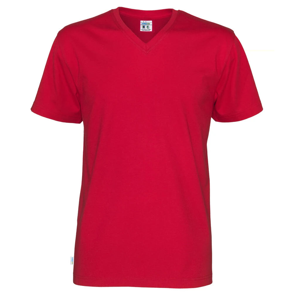 Cottover T-Shirt V-Neck Man - GOTS Rood