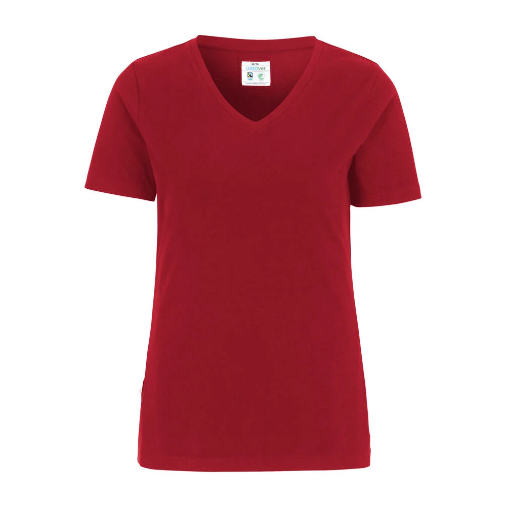 Cottover Stretch V-Neck Lady - GOTS Rood