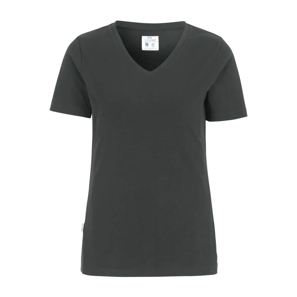 Cottover Stretch V-Neck Lady - GOTS Antracite