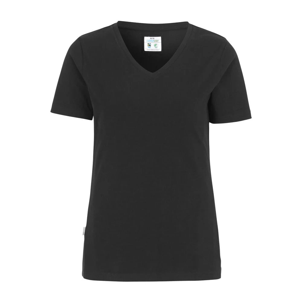 Cottover Stretch V-Neck Lady - GOTS Zwart