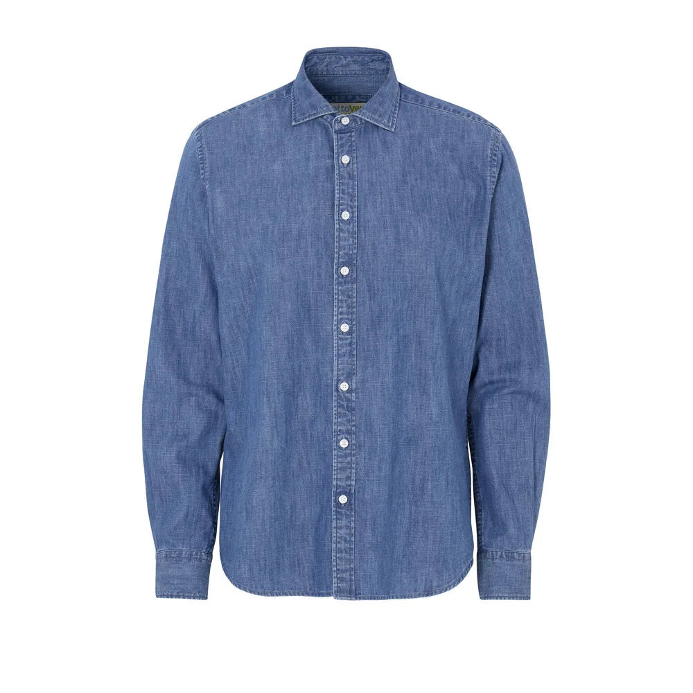 Cottover Shirt Denim Slim Fit Man - GOTS Denim Blauw