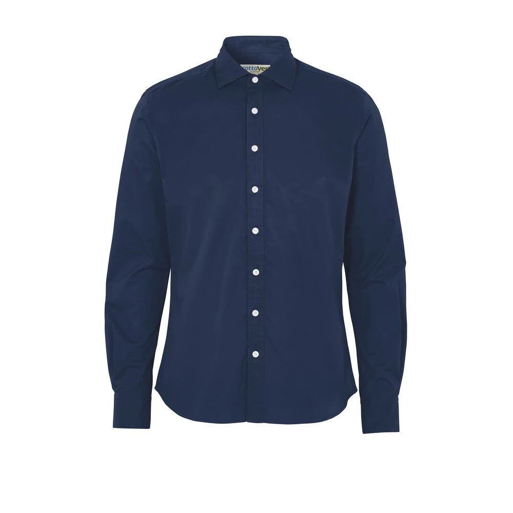 Cottover Shirt Twill Slim Fit Man - GOTS Marine