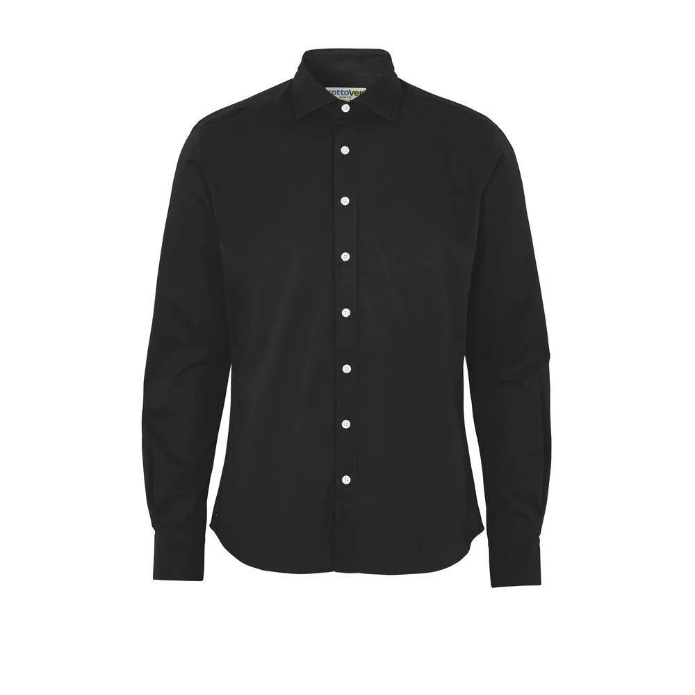 Cottover Shirt Twill Slim Fit Man - GOTS Zwart