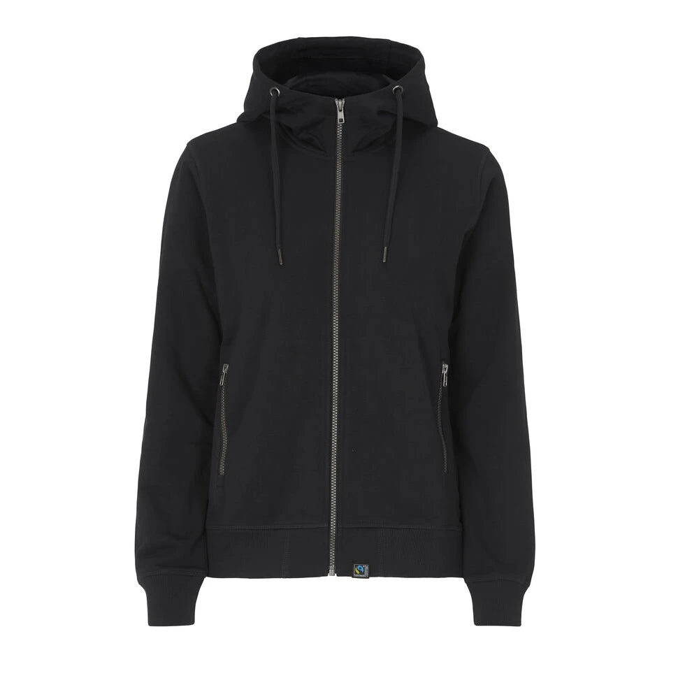 Cottover F. Terry Full Zip Hood Lady - GOTS Zwart