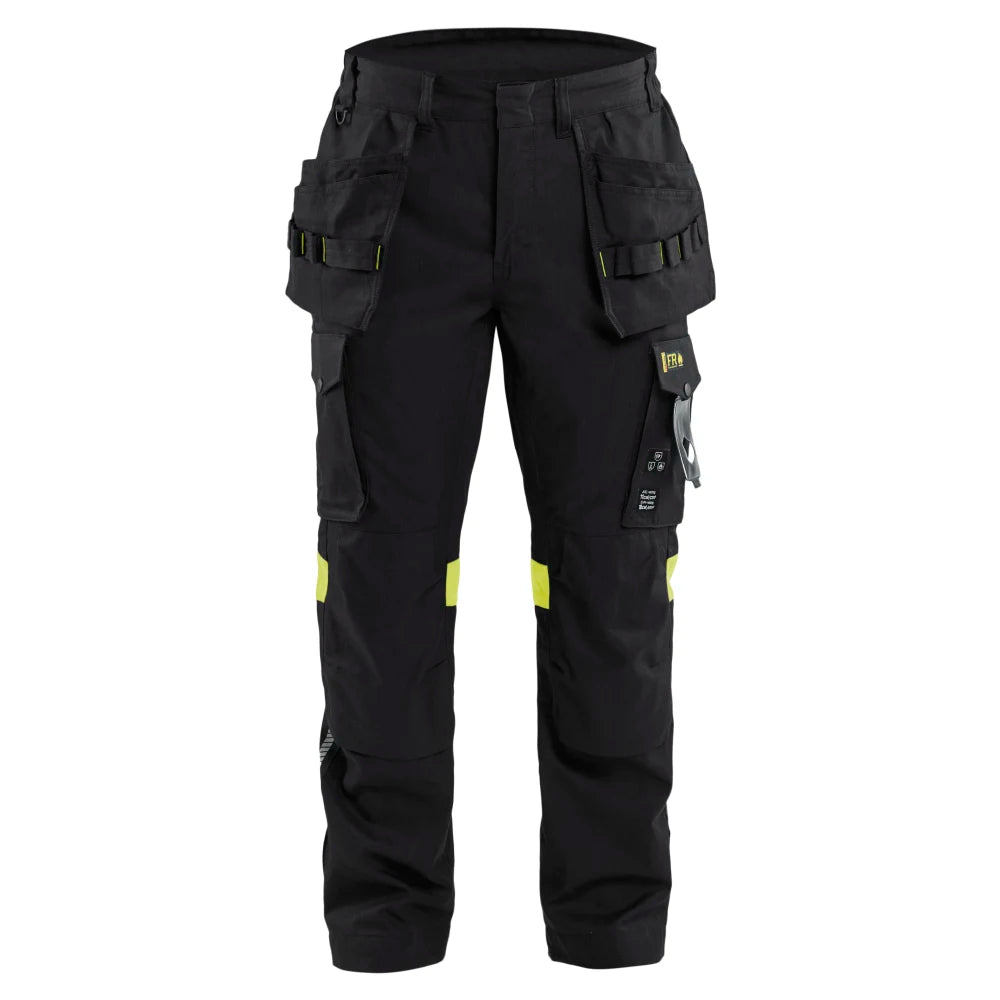 Blaklader 1418 1512 Multinorm Werkbroek Inherent Met Gereedschapszakken Zwart High Vis Geel
