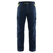 Blaklader 1448 1832 Industrie Werkbroek Stretch Met Kniezakken Donker Marineblauw High Vis Geel