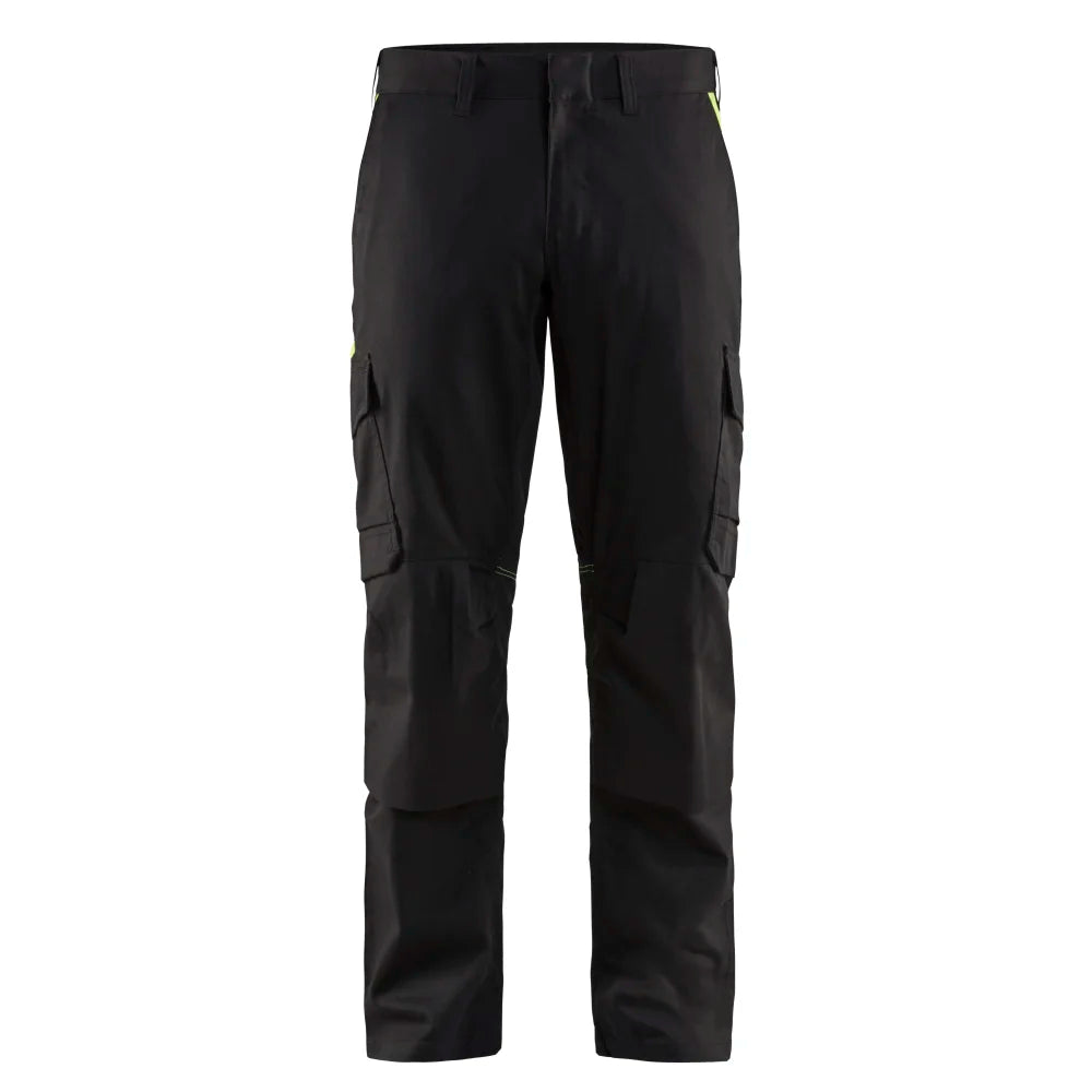 Blaklader 1448 1832 Industrie Werkbroek Stretch Met Kniezakken Zwart High Vis Geel