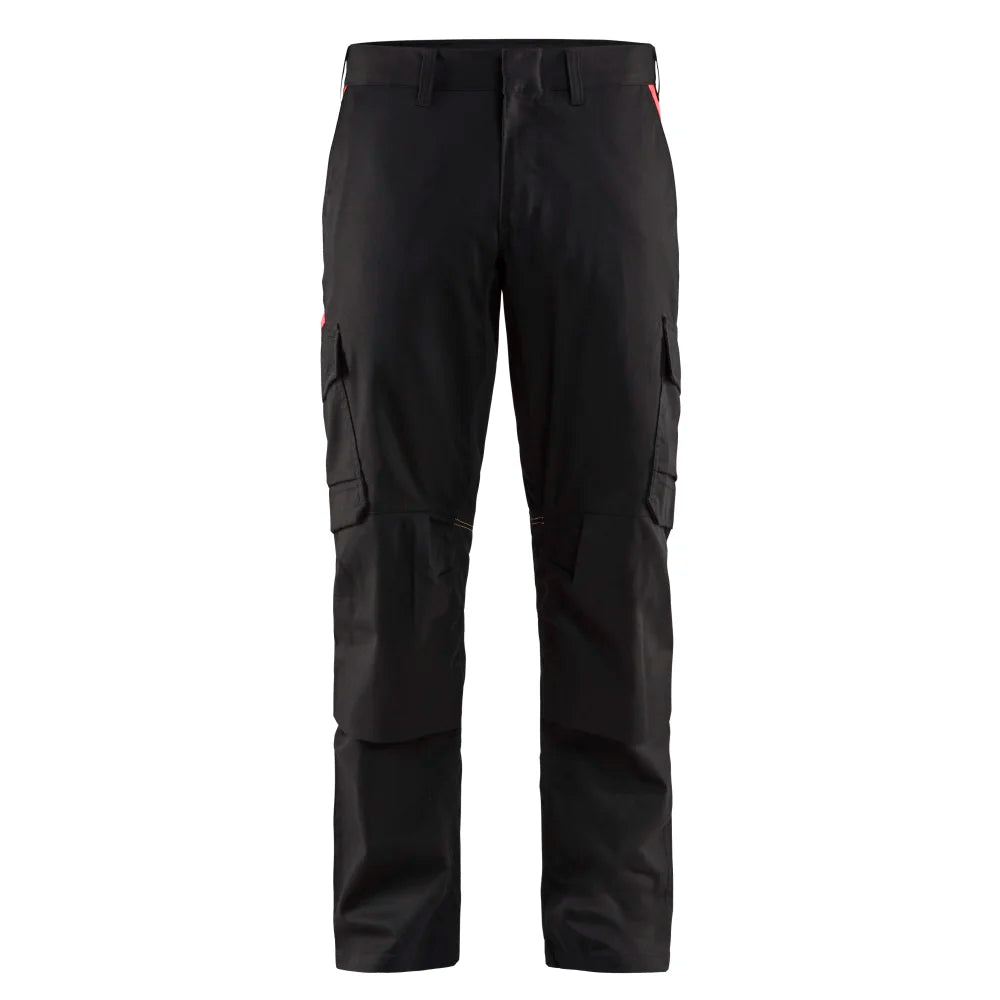 Blaklader 1448 1832 Industrie Werkbroek Stretch Met Kniezakken Zwart Rood
