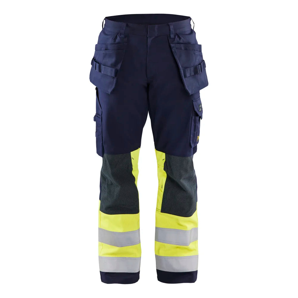 Blaklader 1479 1514 Multinorm Werkbroek Met Gereedschapzakken Marine High Vis Geel
