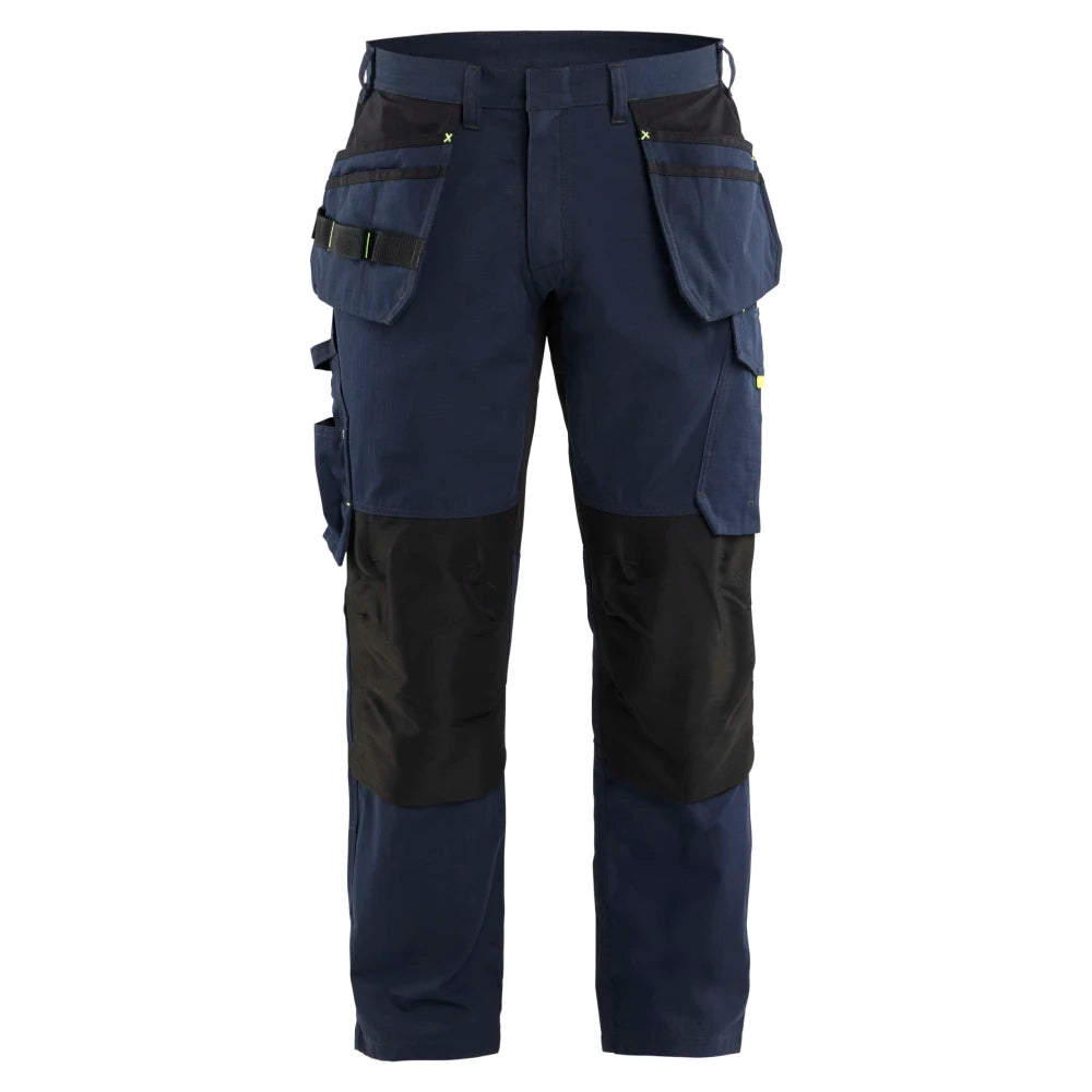 Blaklader 1496 1330 Service Werkbroek Stretch Met Gereedschapszakken Donker Marineblauw High Vis Geel