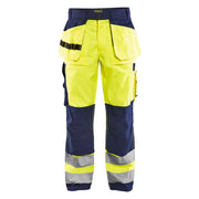 Blaklader 1533 1860 High Vis Werkbroek Met Gereedschapszakken High Vis Geel Marineblauw
