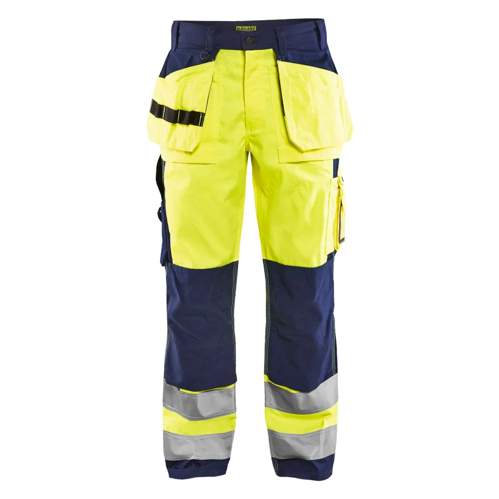 Blaklader 1533 1860 High Vis Werkbroek Met Gereedschapszakken High Vis Geel Marineblauw