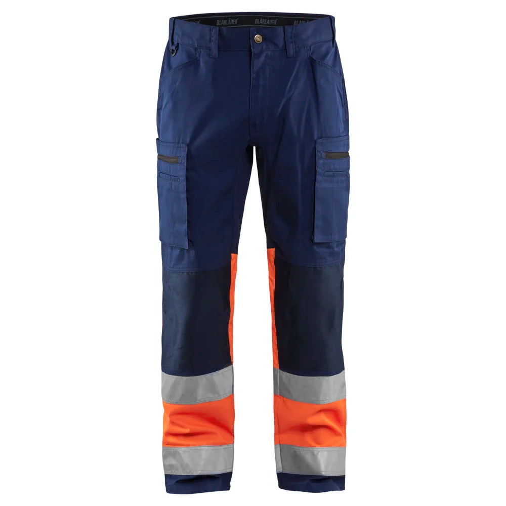 Blaklader 1551 1811 High Vis Werkbroek Met Stretch Marineblauw Oranje