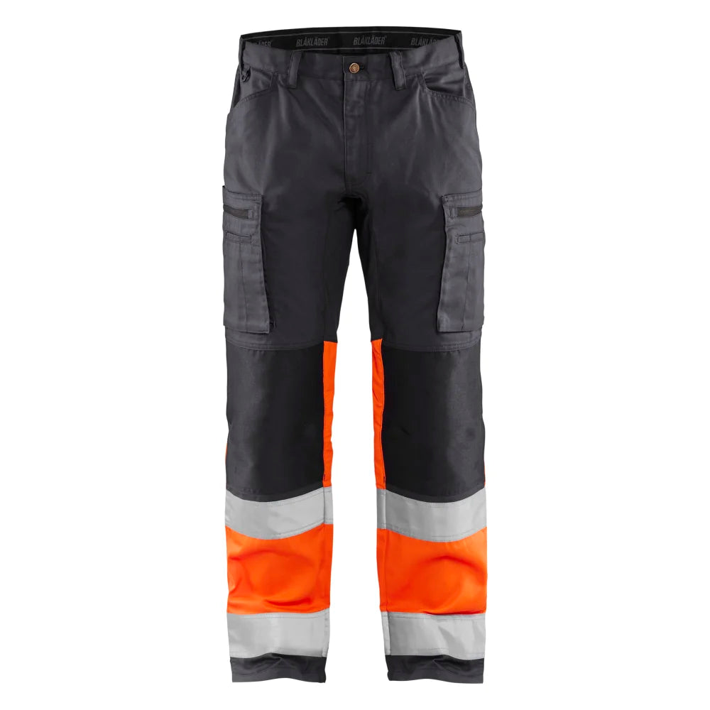 Blaklader 1551 1811 High Vis Werkbroek Met Stretch Medium Grijs  High Vis Oranje