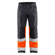 Blaklader 1551 1811 High Vis Werkbroek Met Stretch Medium Grijs  High Vis Oranje