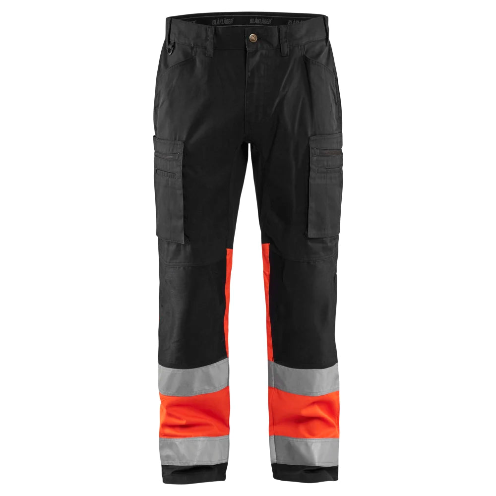 Blaklader 1551 1811 High Vis Werkbroek Met Stretch Zwart High Vis Rood