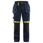 Blaklader 1555 1860 Werkbroek Met Gereedschapszakken Donker Marineblauw High Vis Geel