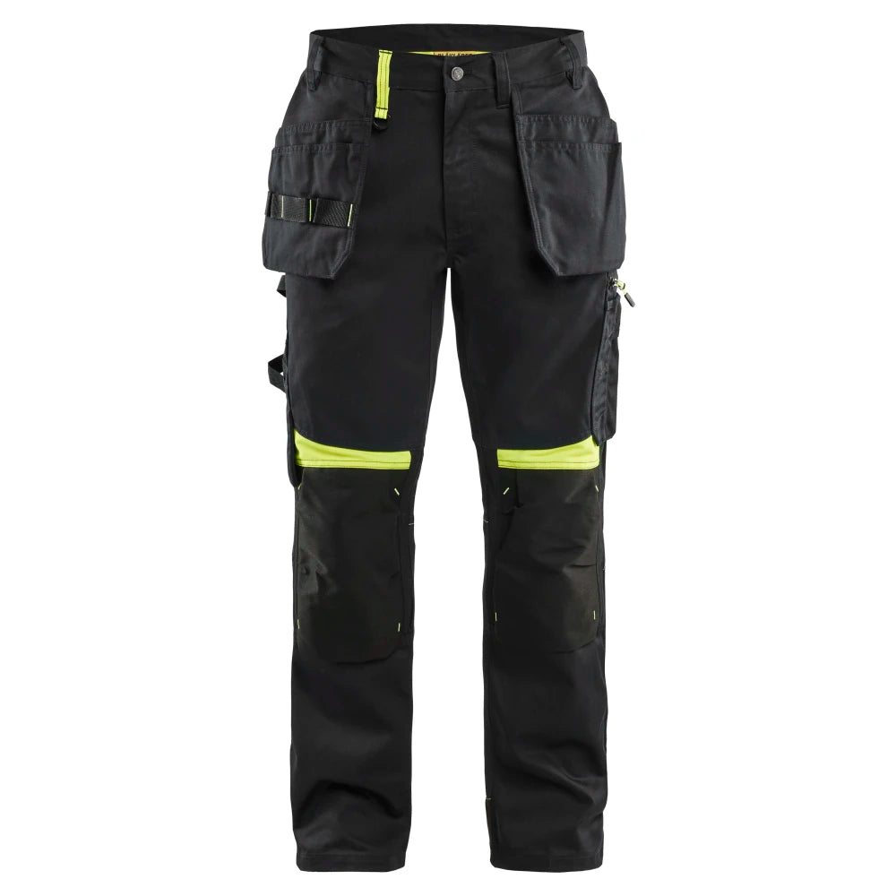 Blaklader 1555 1860 Werkbroek Met Gereedschapszakken Zwart High Vis Geel