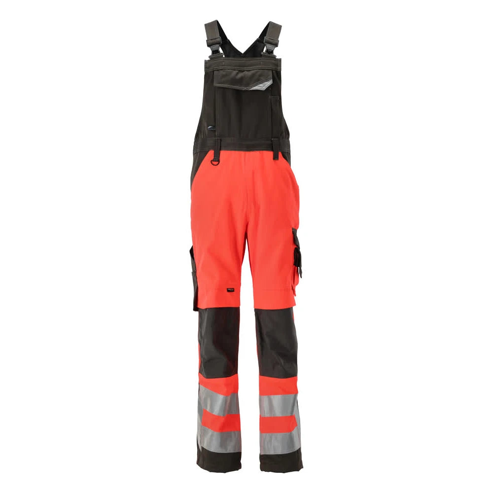 Mascot 15569-860 Amerikaanse Overall Met Kniezakken High Vis Rood Donkerantraciet