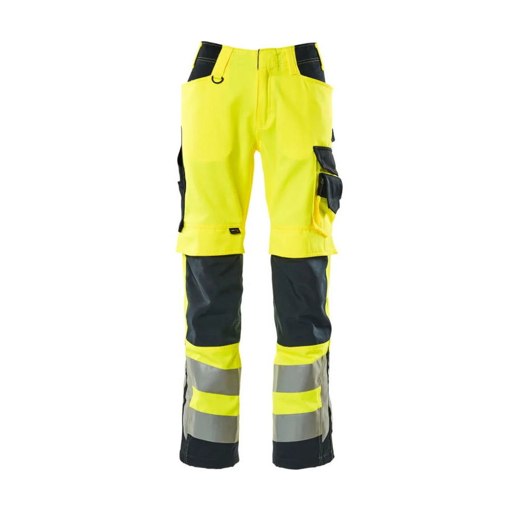 Mascot 15579-860 Broek Met Kniezakken High Vis Geel Donkermarine
