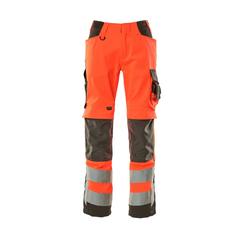 Mascot 15579-860 Broek Met Kniezakken High Vis Rood Donkerantraciet