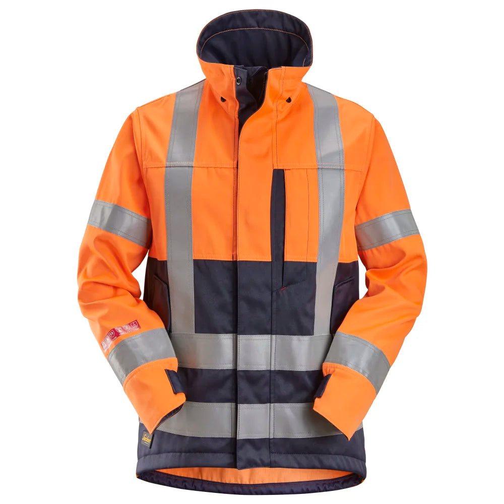 Snickers 1562 Protecwork High-Vis Klasse 3/2 Werkjas 5595 High Visibility Orange Navy