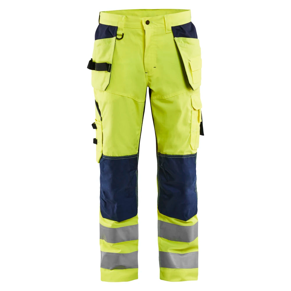 Blaklader 1565 1811 High Vis Werkbroek Met Ventilatie En Gereedschapszakken High Vis Geel Marineblauw
