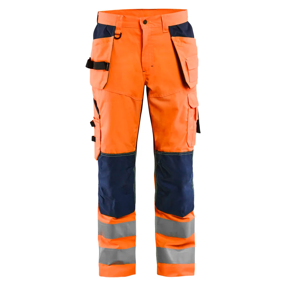 Blaklader 1565 1811 High Vis Werkbroek Met Ventilatie En Gereedschapszakken High Vis Oranje Marineblauw