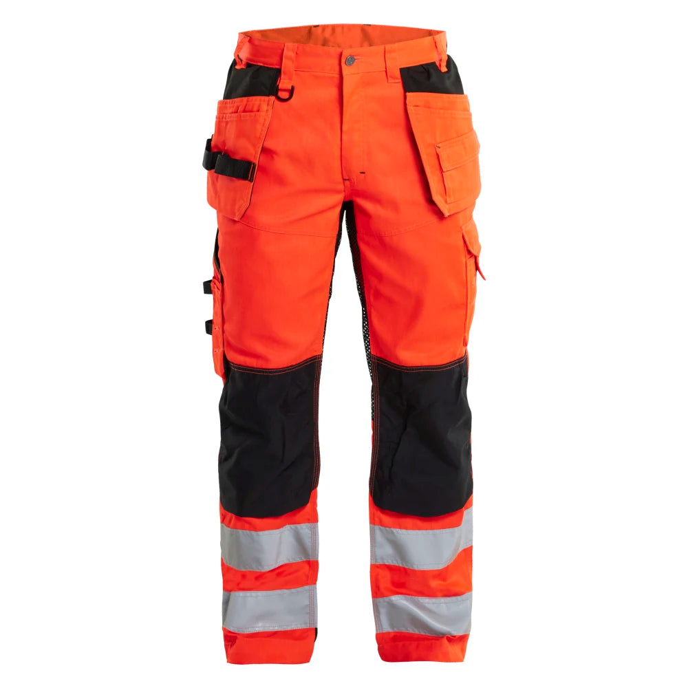 Blaklader 1565 1811 High Vis Werkbroek Met Ventilatie En Gereedschapszakken High Vis Rood Zwart