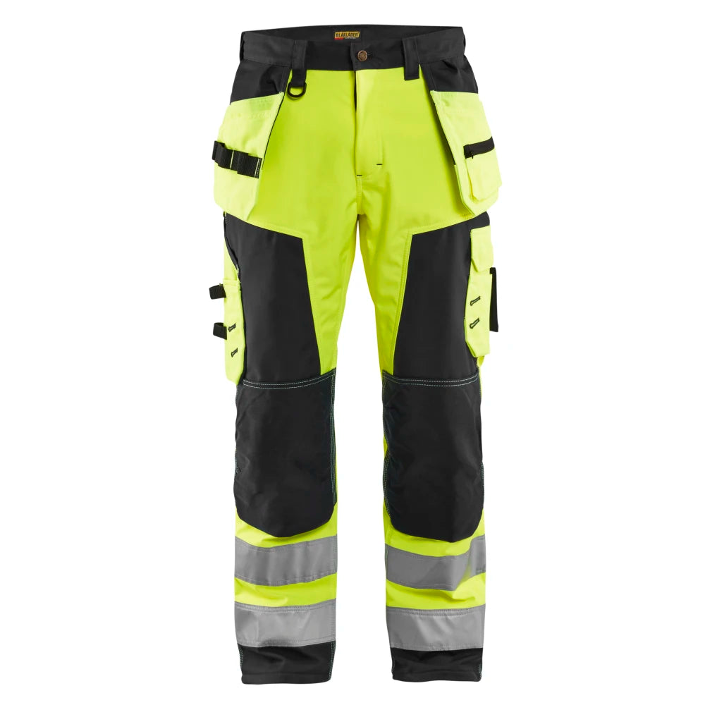 Blaklader 1567 2517 High Vis Werkbroek Softshell Met Gereedschapszakken High Vis Geel Zwart