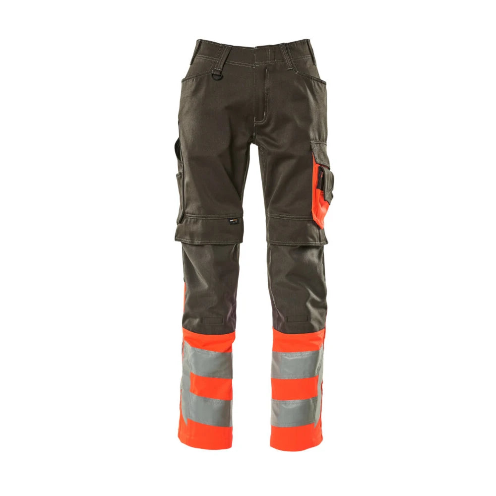 Mascot 15679-860 Broek Met Kniezakken Donkerantraciet High Vis Rood