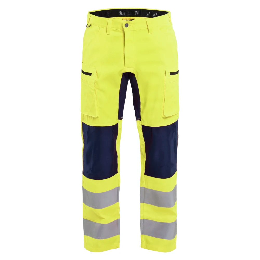 Blaklader 1585 1811 High Vis Werkbroek Met Stretch High Vis Geel Marineblauw