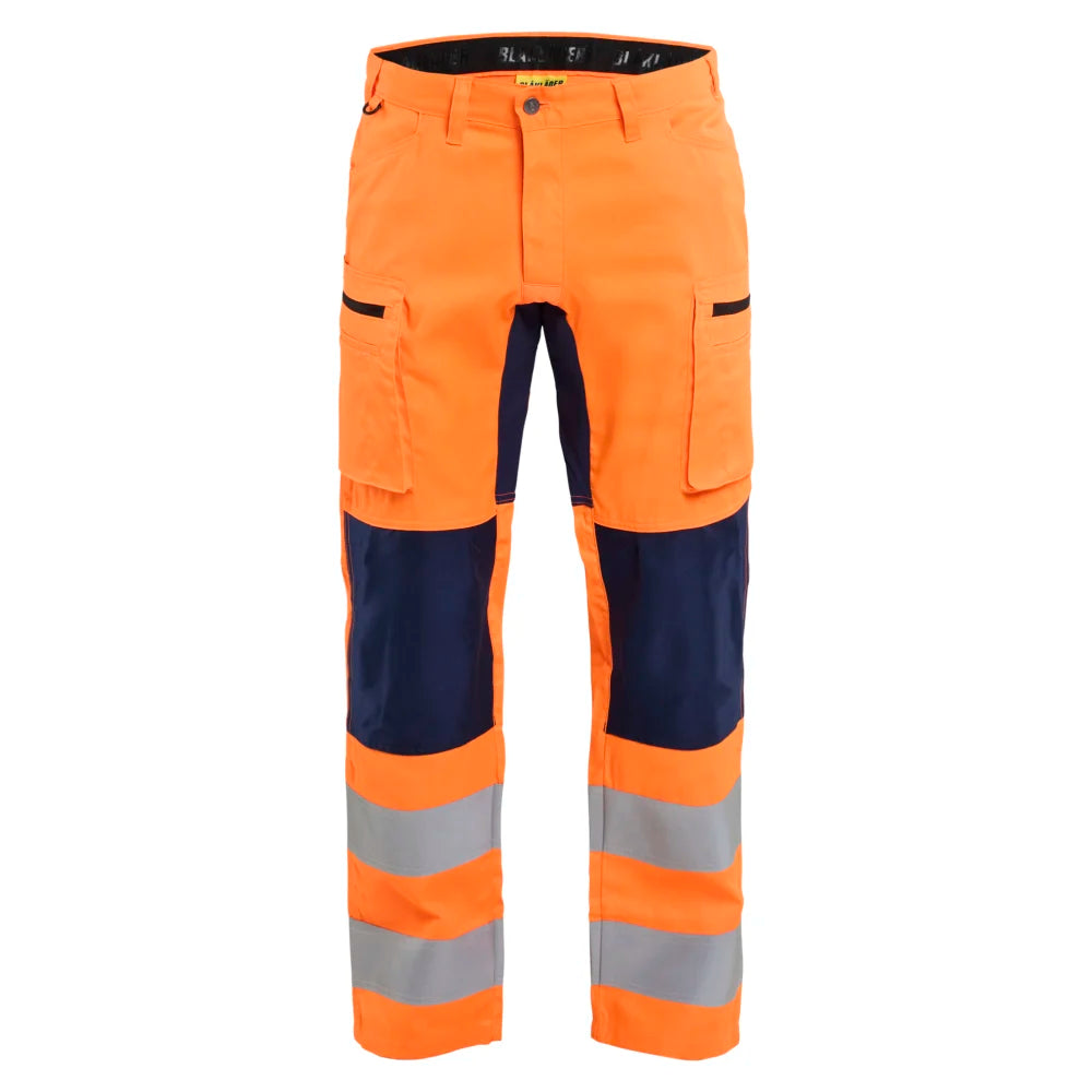 Blaklader 1585 1811 High Vis Werkbroek Met Stretch High Vis Oranje Marineblauw