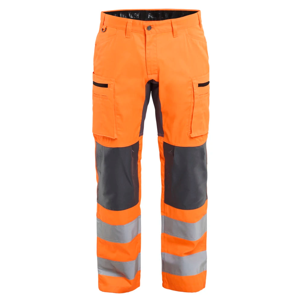 Blaklader 1585 1811 High Vis Werkbroek Met Stretch High Vis Oranje Medium Grijs