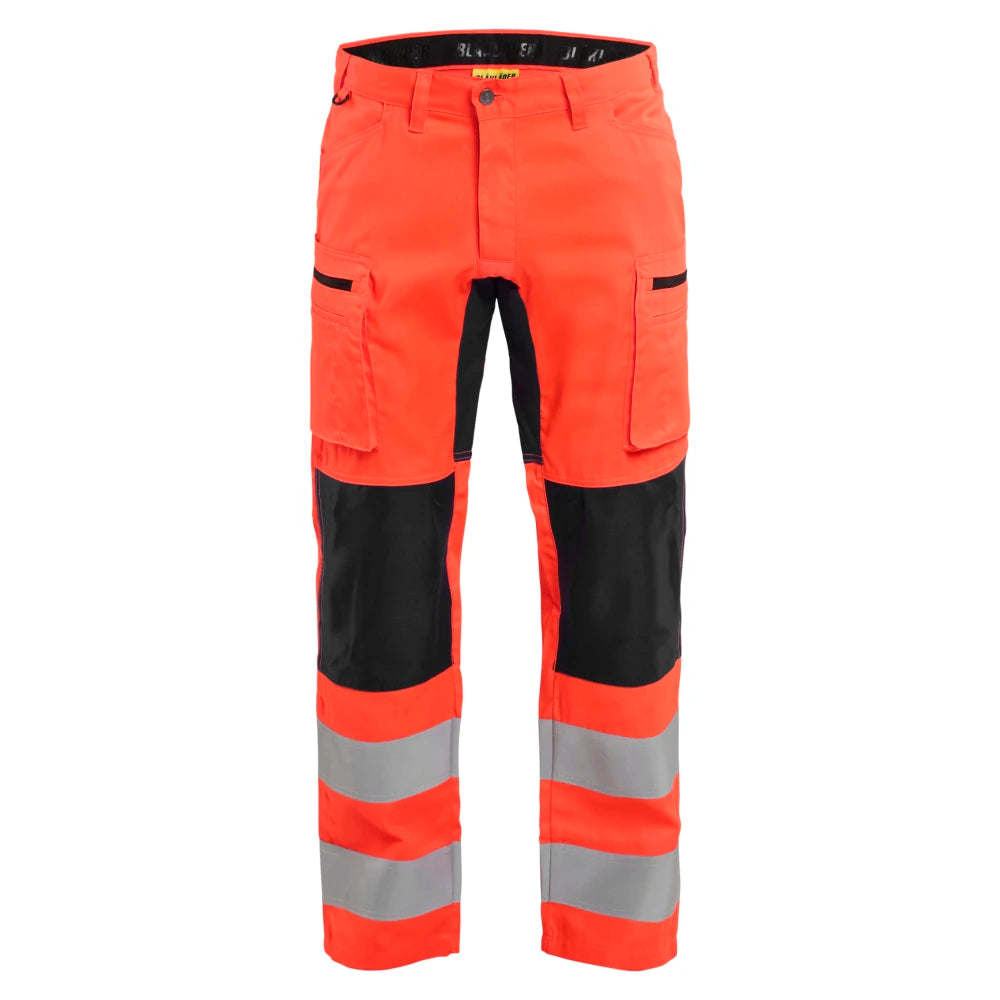 Blaklader 1585 1811 High Vis Werkbroek Met Stretch High Vis Rood Zwart