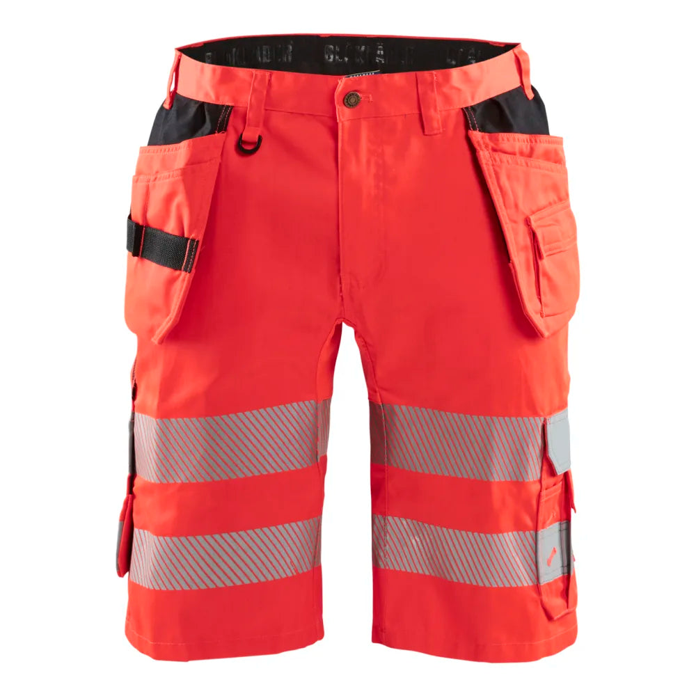 Blaklader 1586 1811 High Vis Short Met Stretch En Gereedschapszakken High Vis Rood