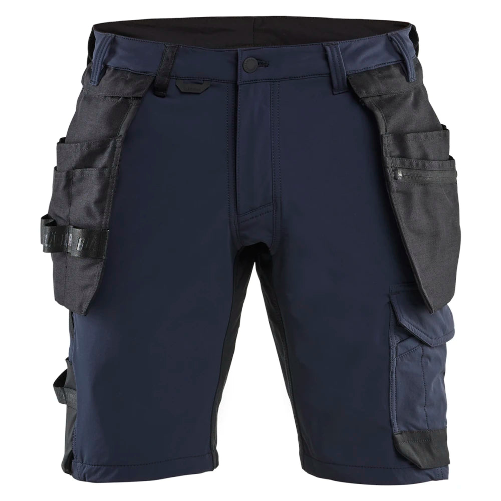 Blaklader 1702 1645 Short 4-Weg Stretch Met Afneembare Spijkerzakken Donker Marineblauw Zwart