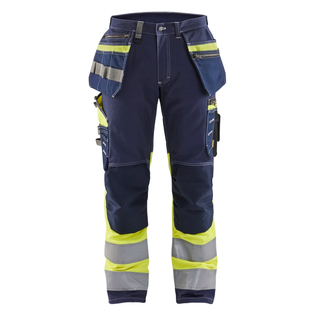Blaklader 1794 1370 High Vis Werkbroek Met Stretch En Gereedschapszakken Marine High Vis Geel