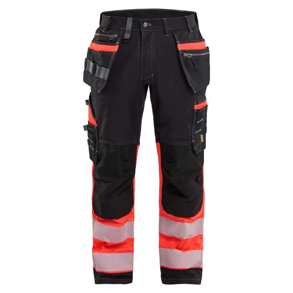 Blaklader 1794 1370 High Vis Werkbroek Met Stretch En Gereedschapszakken Zwart High Vis Rood