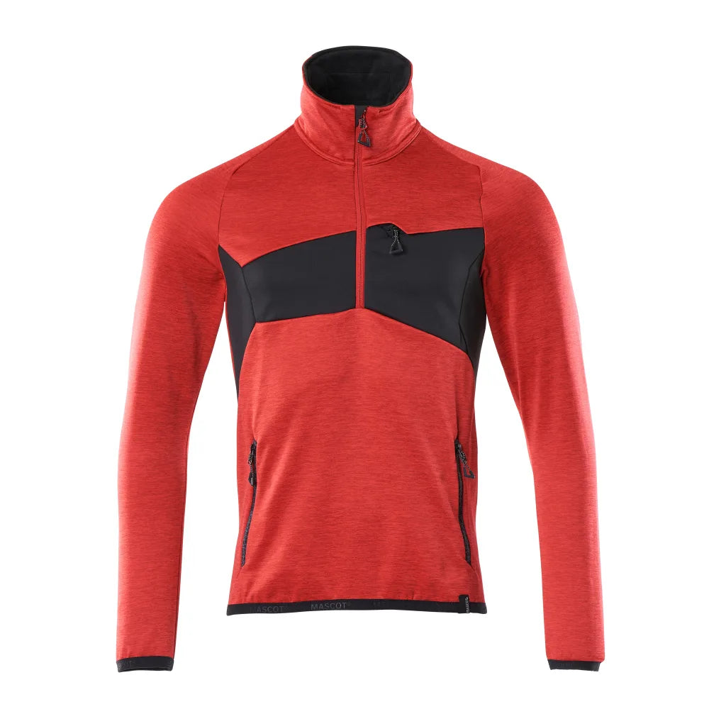 Mascot 18003-316 Fleecetrui Met Korte Rits Signaalrood Zwart
