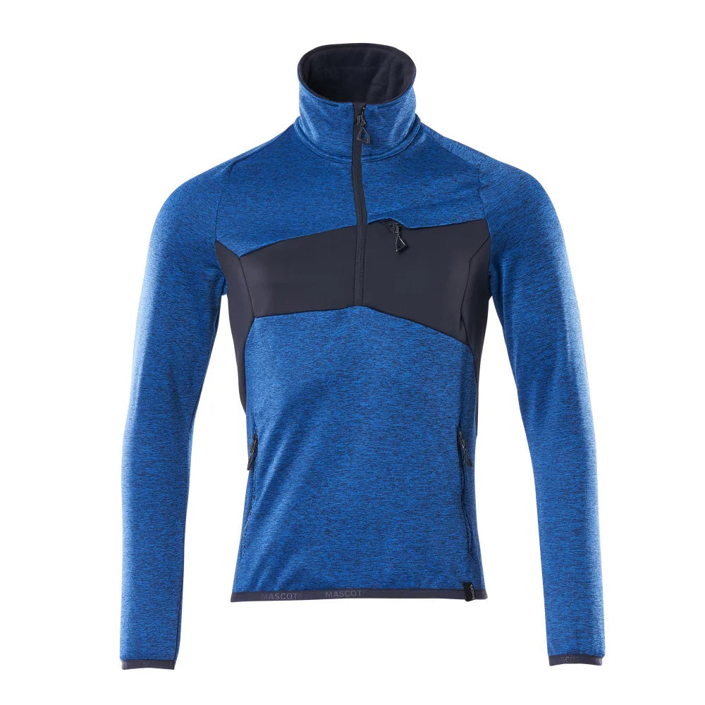 Mascot 18003-316 Fleecetrui Met Korte Rits Helder Blauw Donkermarine