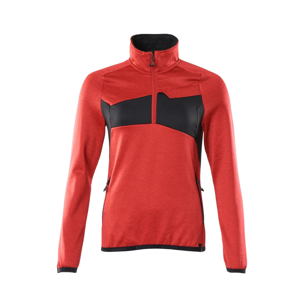 Mascot 18053-316 Fleecetrui Met Korte Rits Signaalrood Zwart