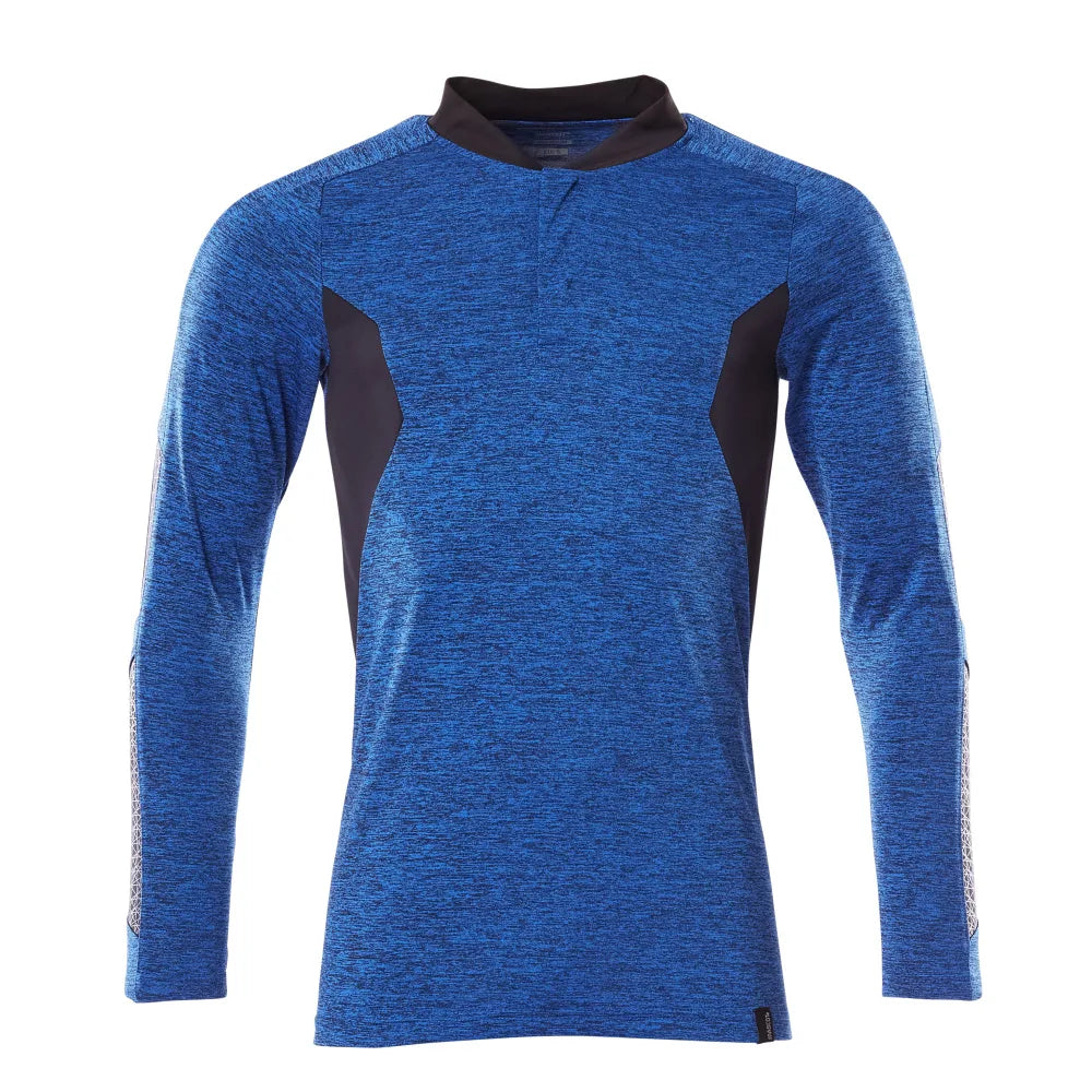 Mascot 18081-810 Poloshirt Met Lange Mouwen Helder Blauw-Gemêleerd Donkermarine