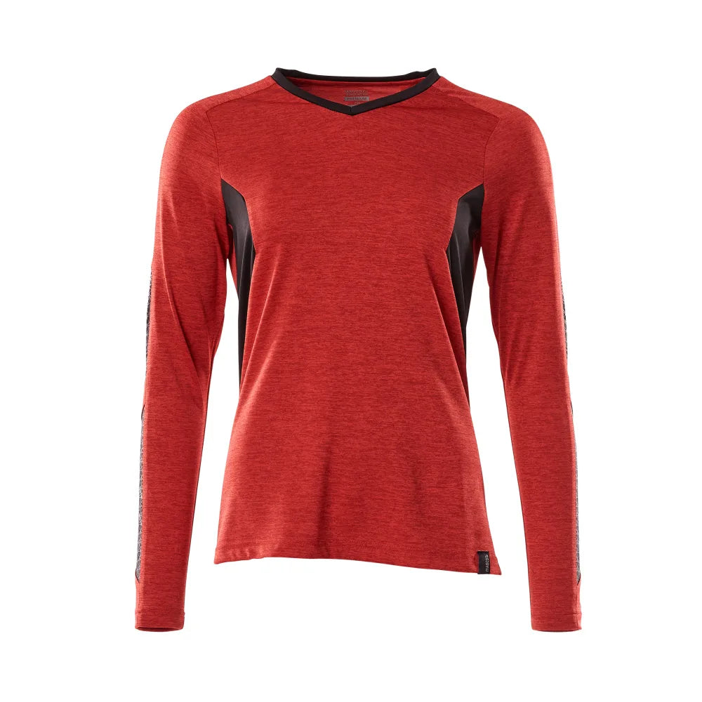 Mascot 18091-810 T-Shirt Met Lange Mouwen Signaalrood-Gemêleerd Zwart