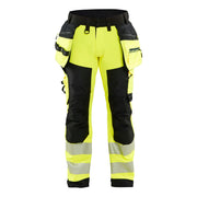 Blaklader 1820 2513 High Vis Werkbroek Softshell Met Gereedschapszakken High Vis Geel Zwart