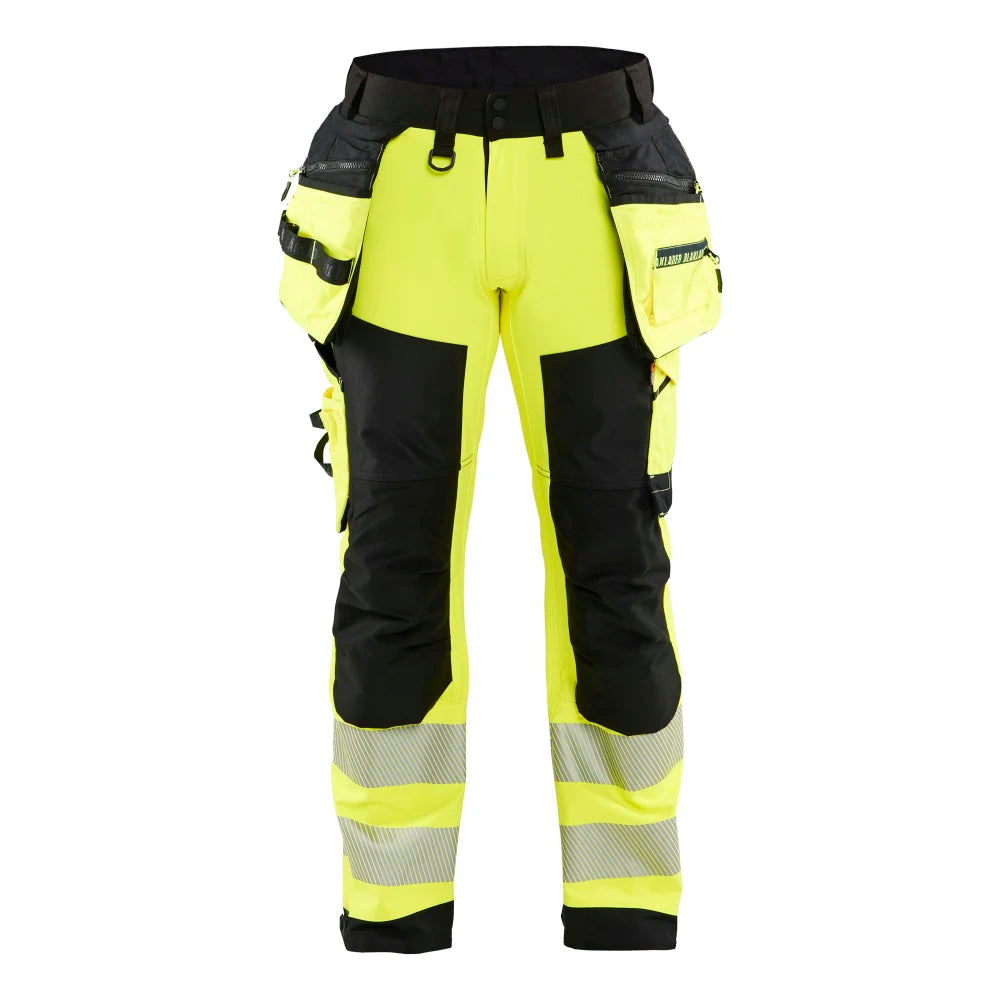 Blaklader 1820 2513 High Vis Werkbroek Softshell Met Gereedschapszakken High Vis Geel Zwart