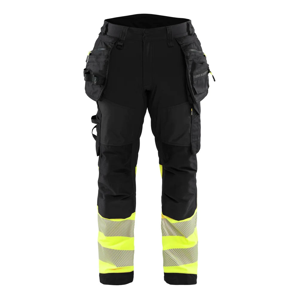 Blaklader 1821 2513 High Vis Werkbroek Softshell Met Gereedschapszakken Zwart High Vis Geel