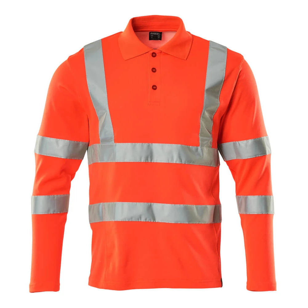 Mascot 18283-995 Poloshirt Met Lange Mouwen High Vis Rood